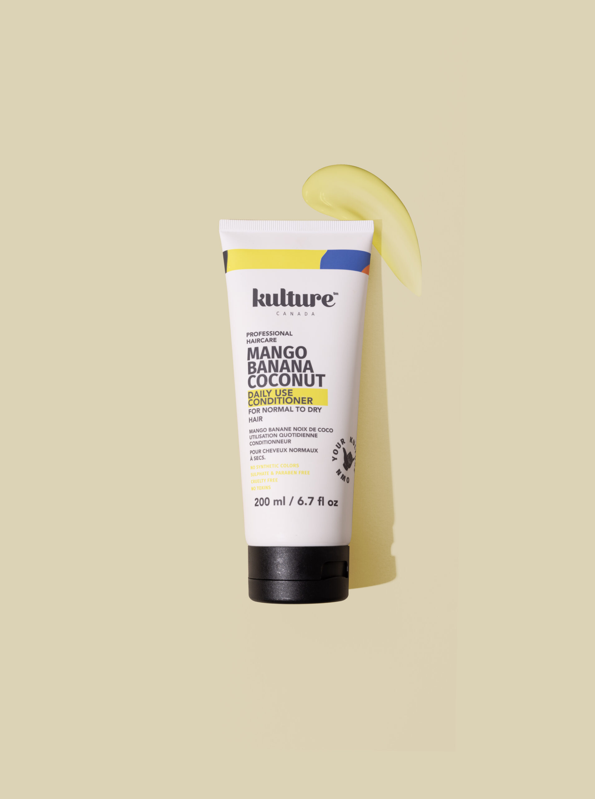 Nourishing Mango Banana Coconut Conditioner for daily hair hydration and repair by Kulture Canada.